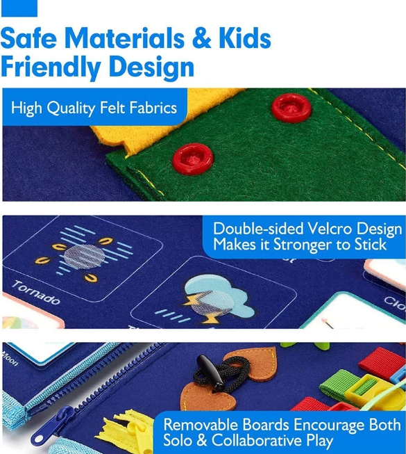 Montessori Multi-functional Activity Busy Book - Blue