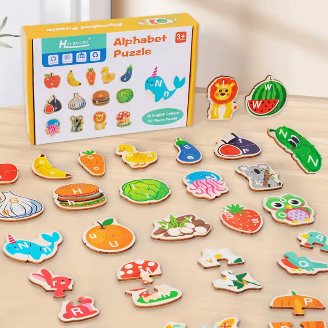 Wooden Montessori Alphabet Learning Puzzle Game