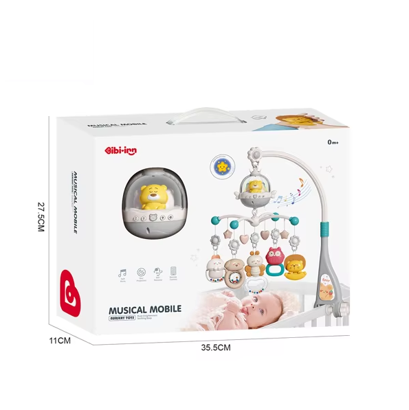 Remote Control Baby Projection Hanging Bed Bell Toy - Gray