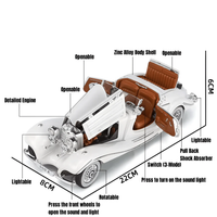 1:24 Diecast Benz 500K Classic Model With Acrylic Box - White
