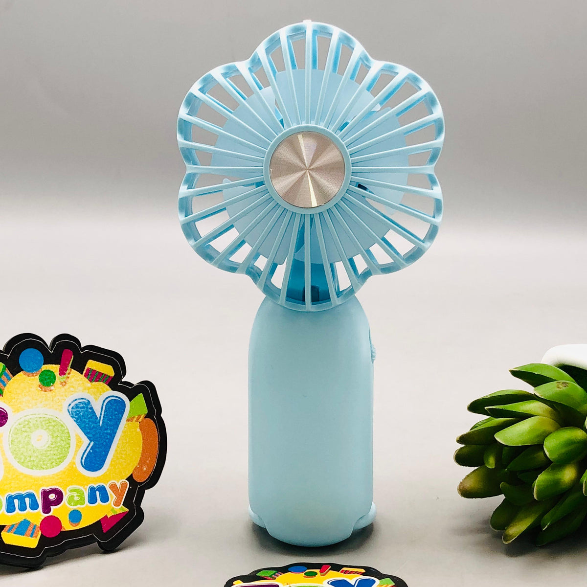 6" Rechargeable Mini Flower Theme Handheld Fan With Light