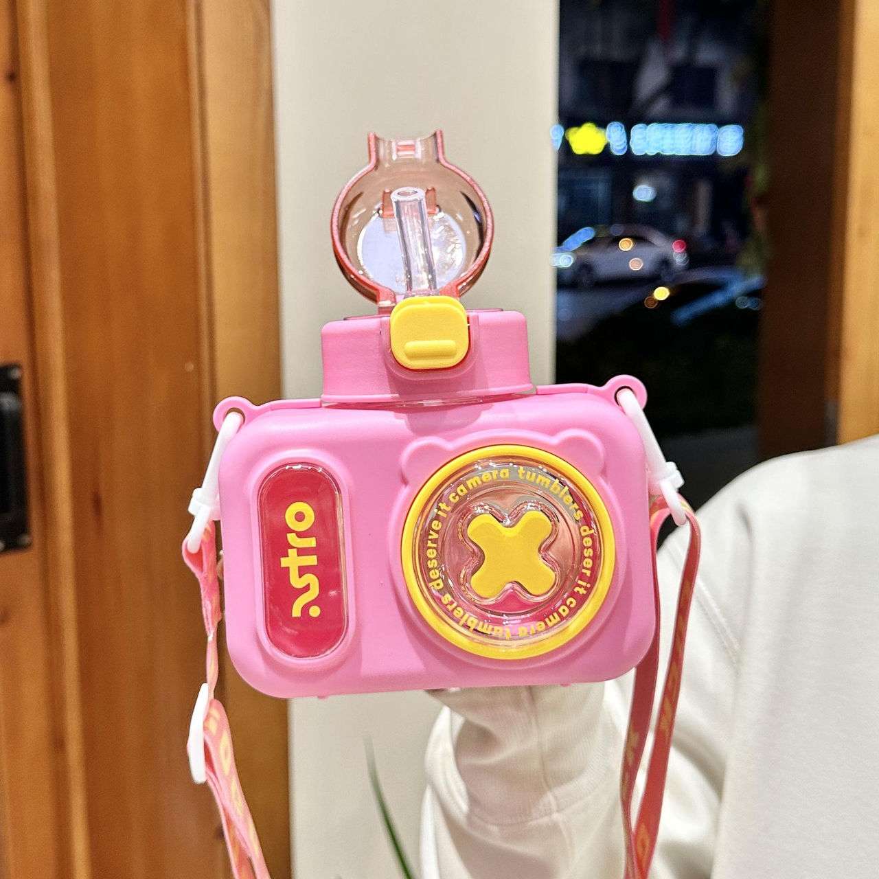 600ml Premium Camera Design Kids Water Bottle - Pink