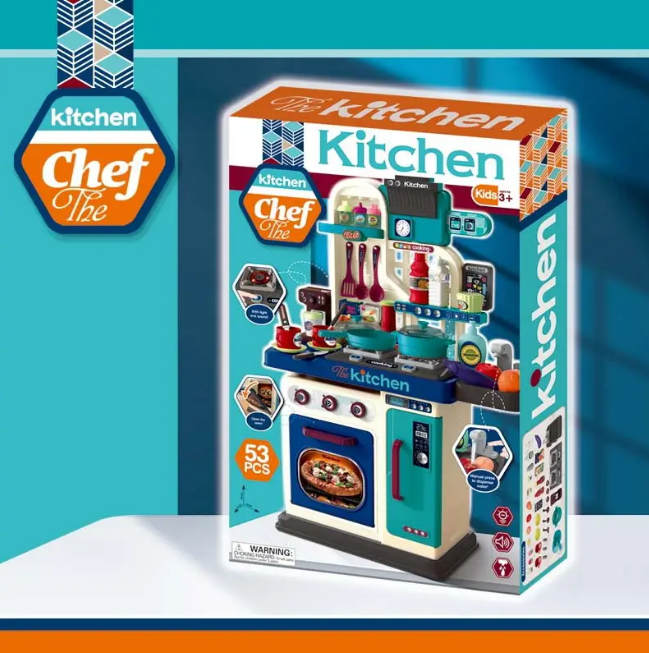 53Pcs Chef Kitchen Play Set With Light & Sound