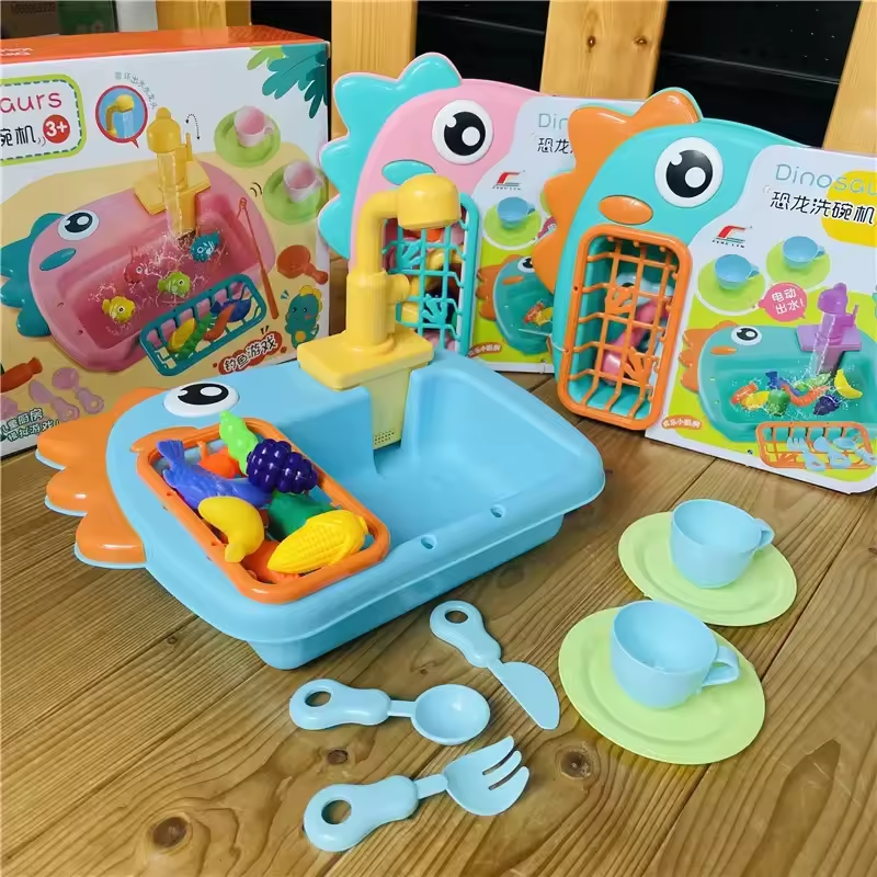 Kids Pretend Dinosaur Pumping Water Kitchen Sink
