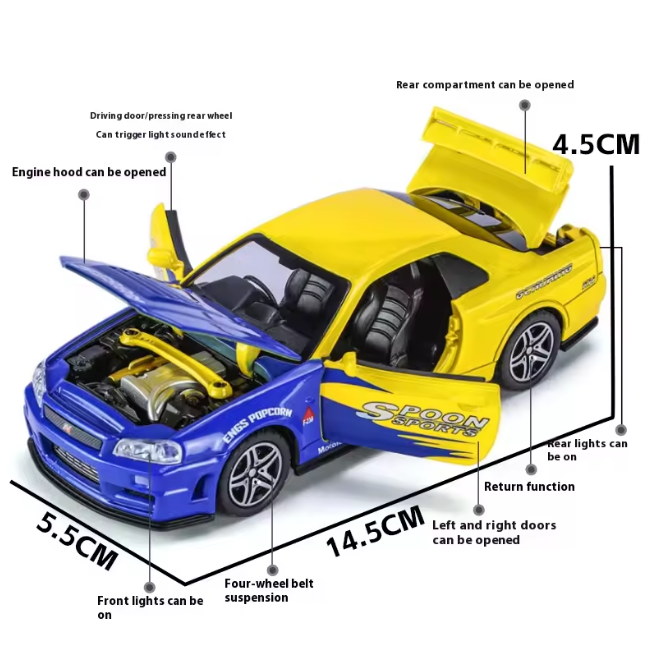 1:32 Diecast Nissan Skyline GTR R34 Model