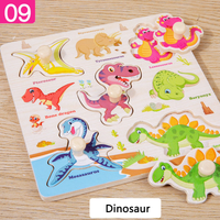 Wooden Dinosaur Themed Puzzle Board With Knobs