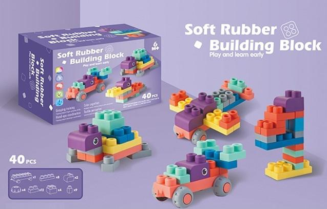 40Pcs Soft Rubber Building Blocks