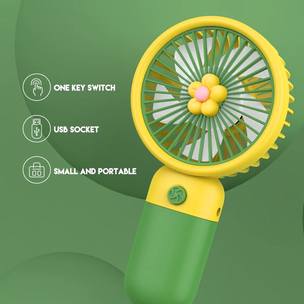 Mini Flower Design Handheld & Desktop Fan With USB