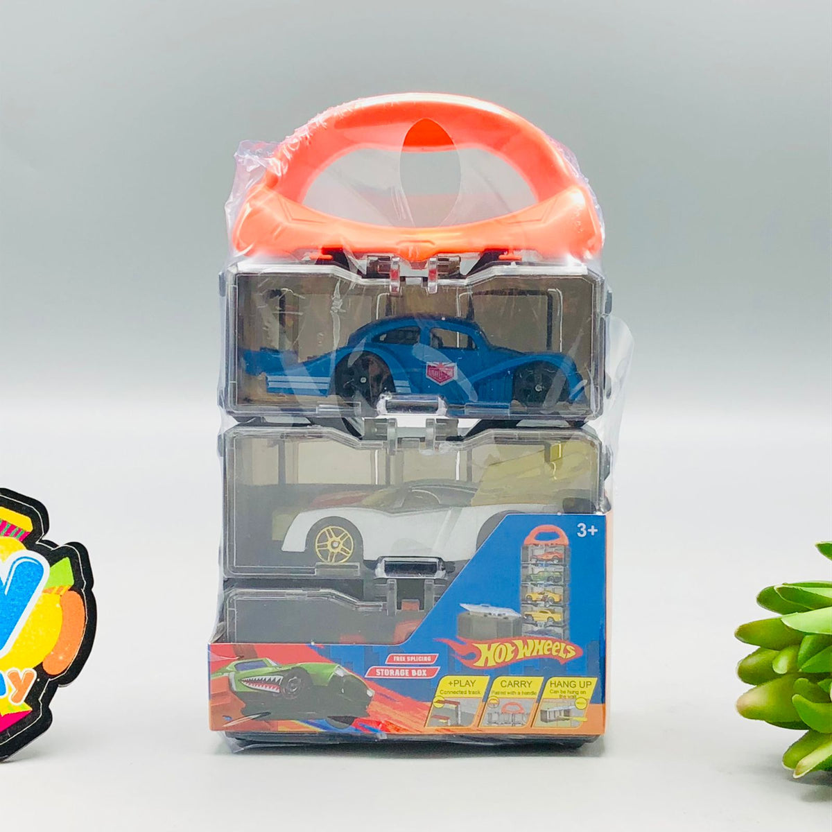 3Pcs Hot Wheel Diecast Cars with Display Racks - Assortment