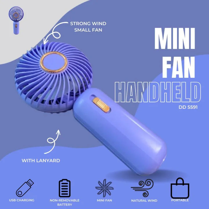 Rechargeable Handheld & Desktop Fan With Light
