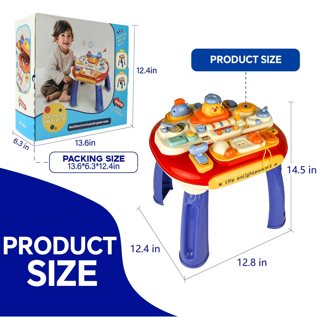 Multi-functional Toddlers Puzzle Activity Table