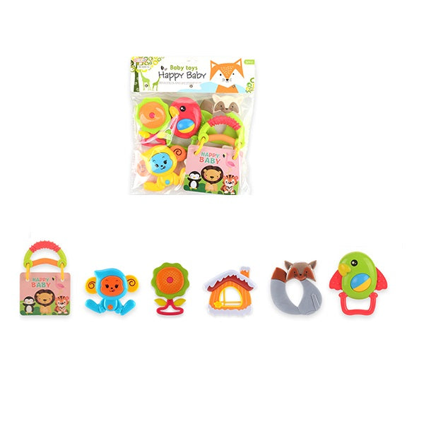 6Pcs Happy baby Rattles Set - Assortment