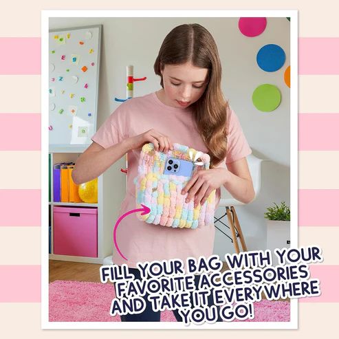 DIY Crafting Hand-Woven Pom Pom Bag