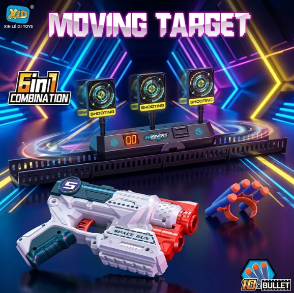 6 in 1 Electric Moving Target Soft Bullets Shooting Gun