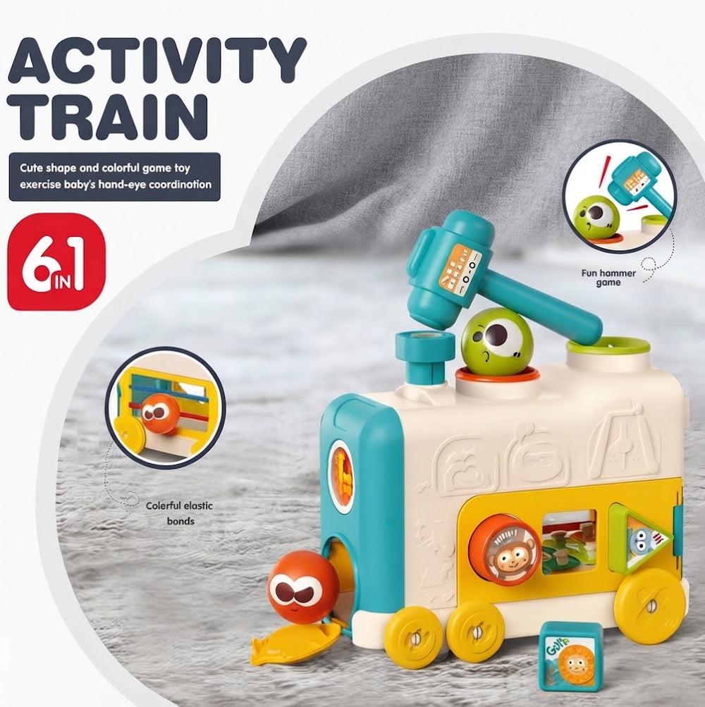 6in1 Montessori Multi-functional Activity Train Toy