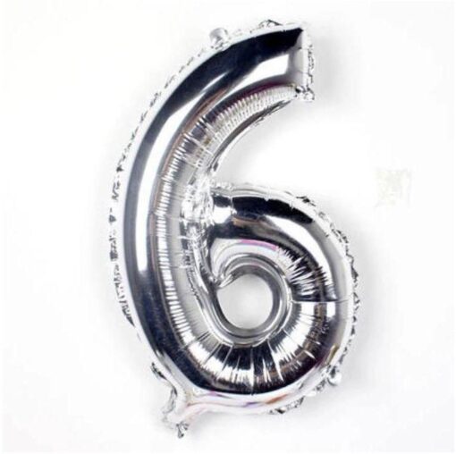 16" Silver Number 6 Foil Balloon - 10Pcs