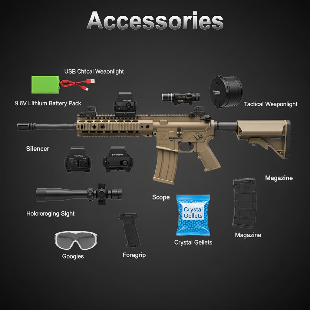 7.4V Electric HK416 Gel Blaster Gun With Smoke Muffler