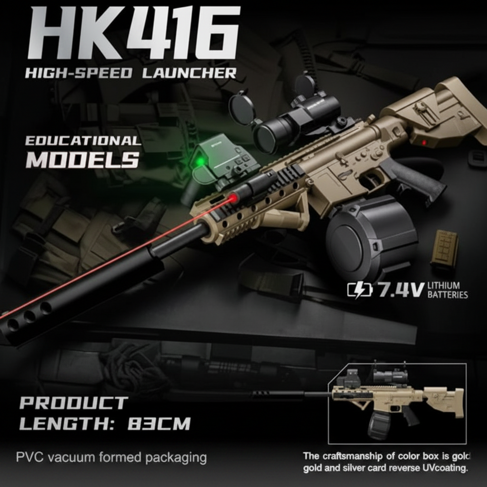 7.4V Electric HK416 Gel Blaster Gun With Smoke Muffler