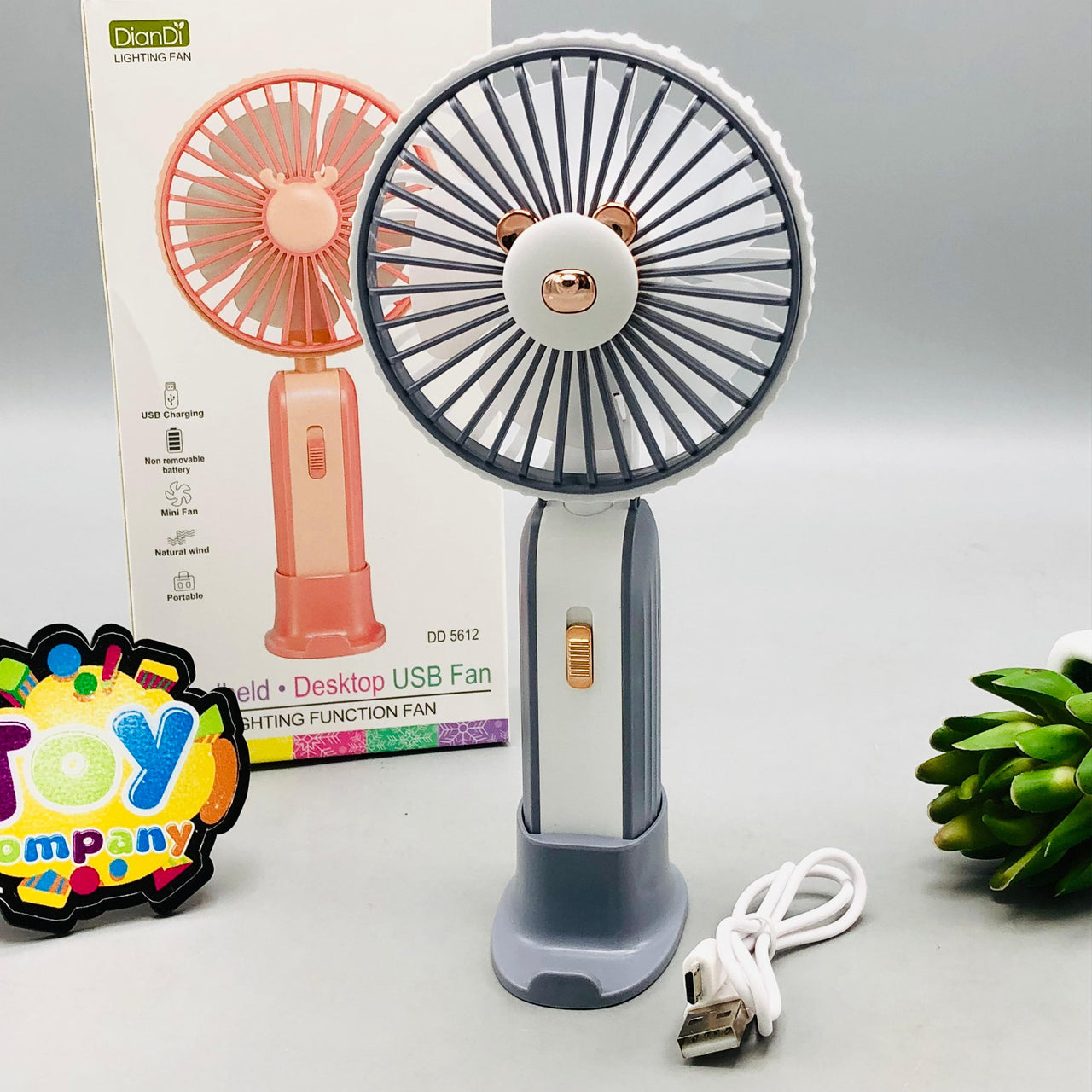 7.5" Rechargeable Bear Foldable Head Cooling Fan With Light
