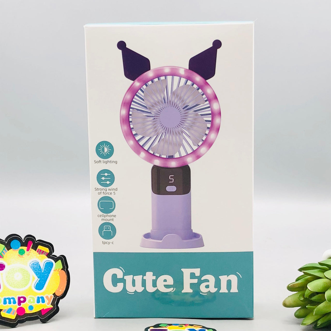 7.5" Rechargeable Cartoon Digital Display Cooling Fan With Light