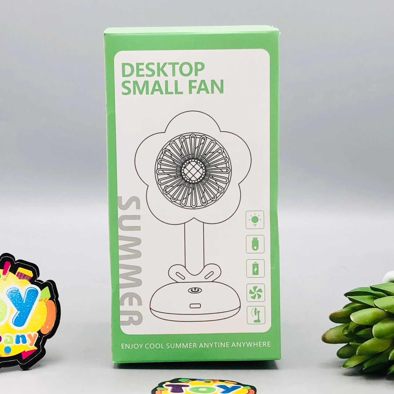 7.5" Rechargeable Flower Design Desktop Fan With Light