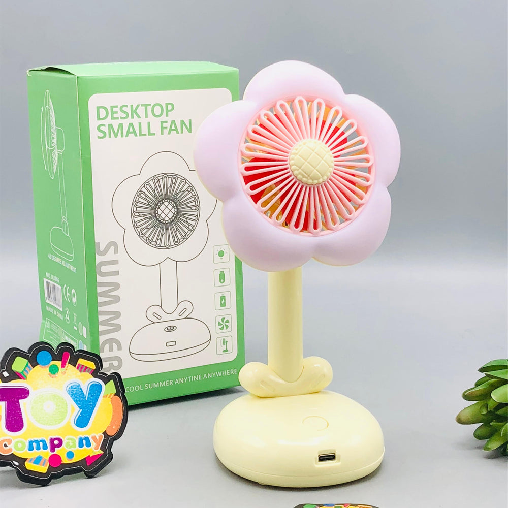 7.5" Rechargeable Flower Design Desktop Fan With Light