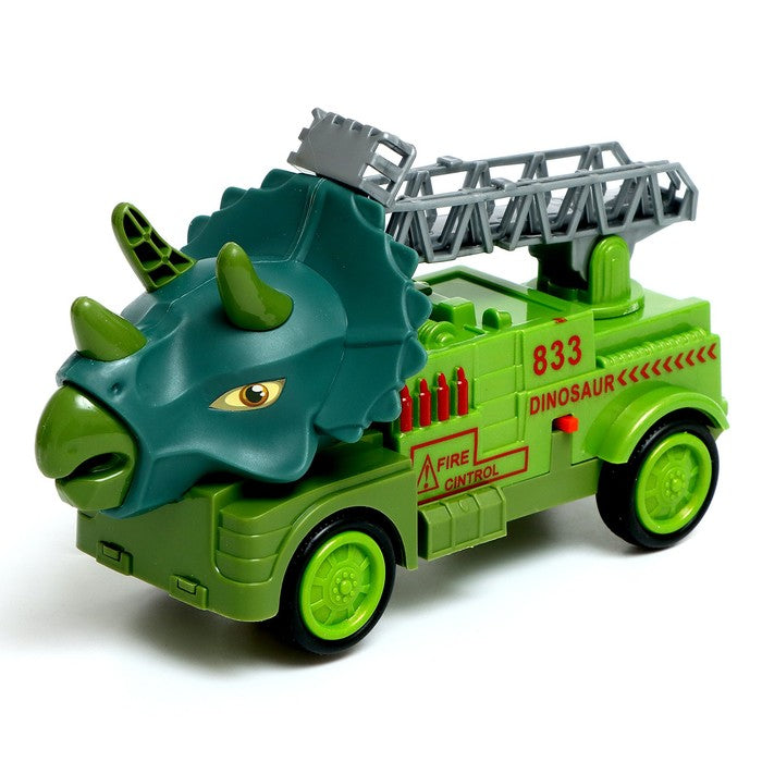 Electric Dinosaur Fire Engine Vehicle With Light & Music