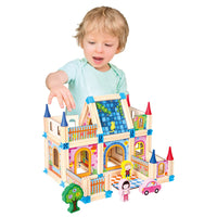 128Pcs Wooden Architecture Castle Building Blocks