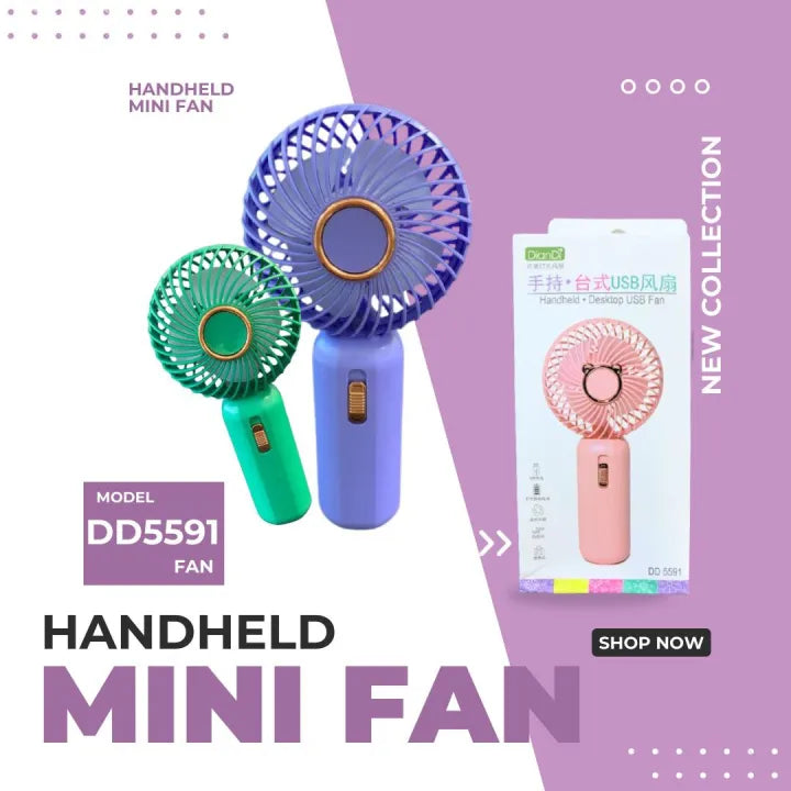 Rechargeable Handheld & Desktop Fan With Light