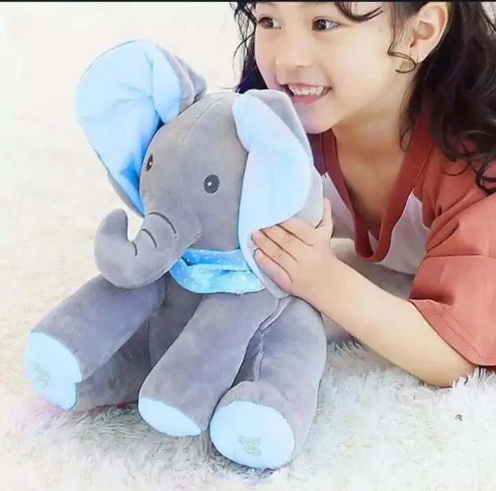 Peek-A-Boo Sing & Play Plush Elephant - Blue