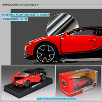 1:32 Diecast Bugatti Chiron Model With Acrylic Display Box - Red