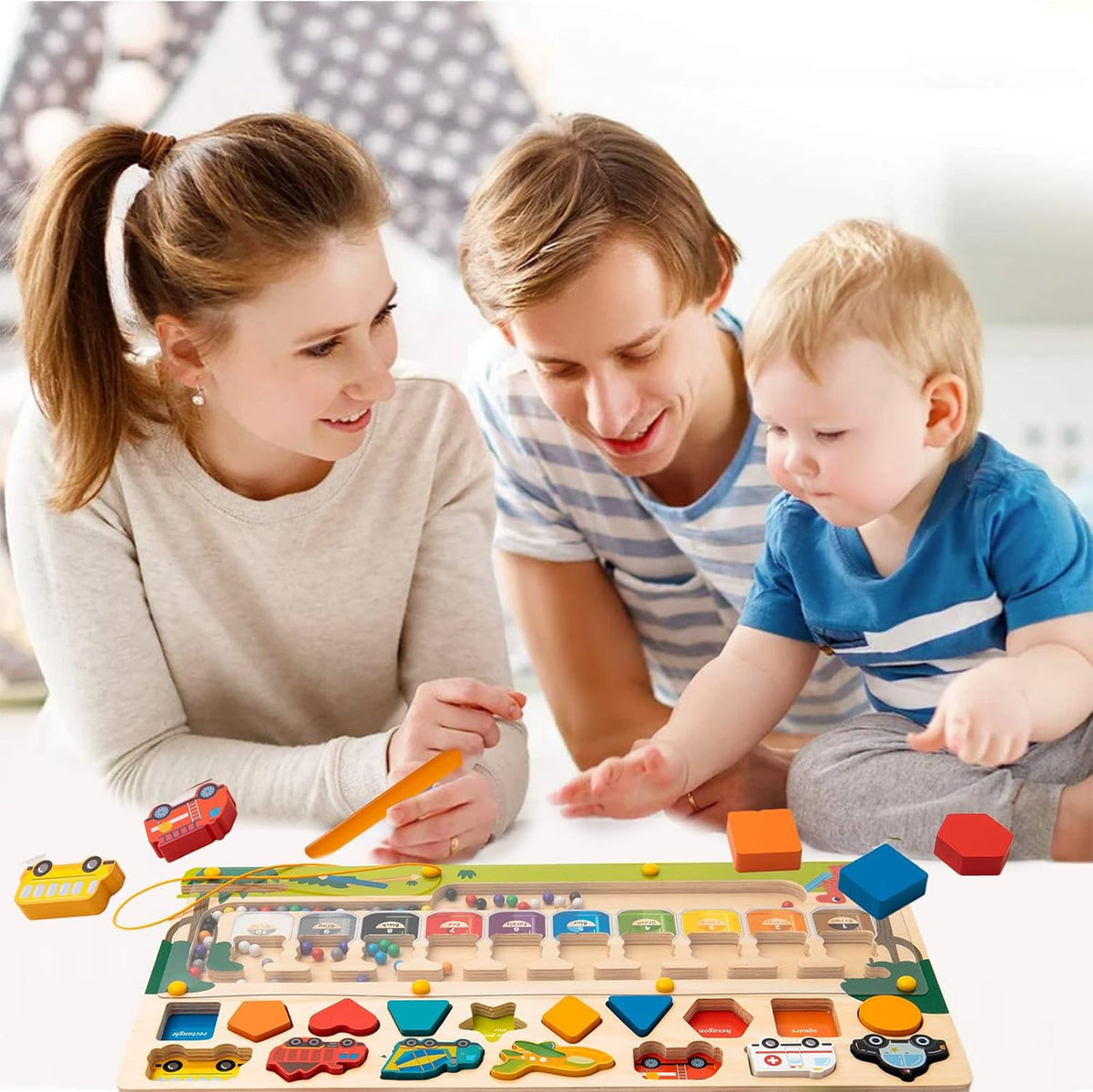 Multi-functional Wooden Magnetic Maze Game Board