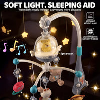 Remote Control Baby Projection Hanging Bed Bell Toy - Gray