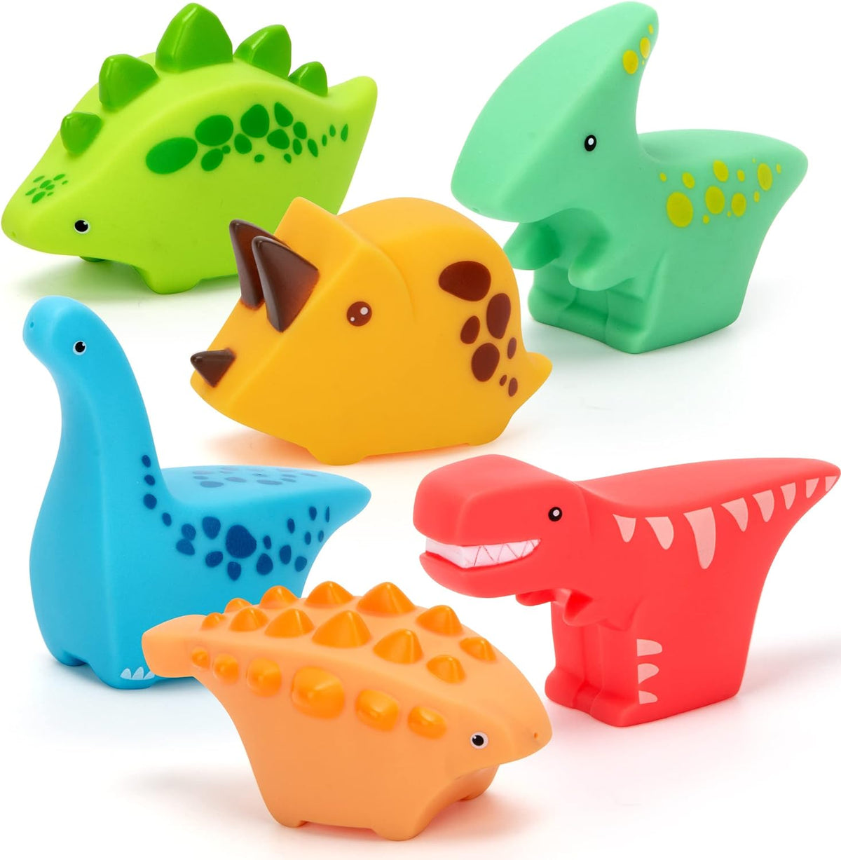 6Pcs Vinyl Dinosaur Baby Bath Toys