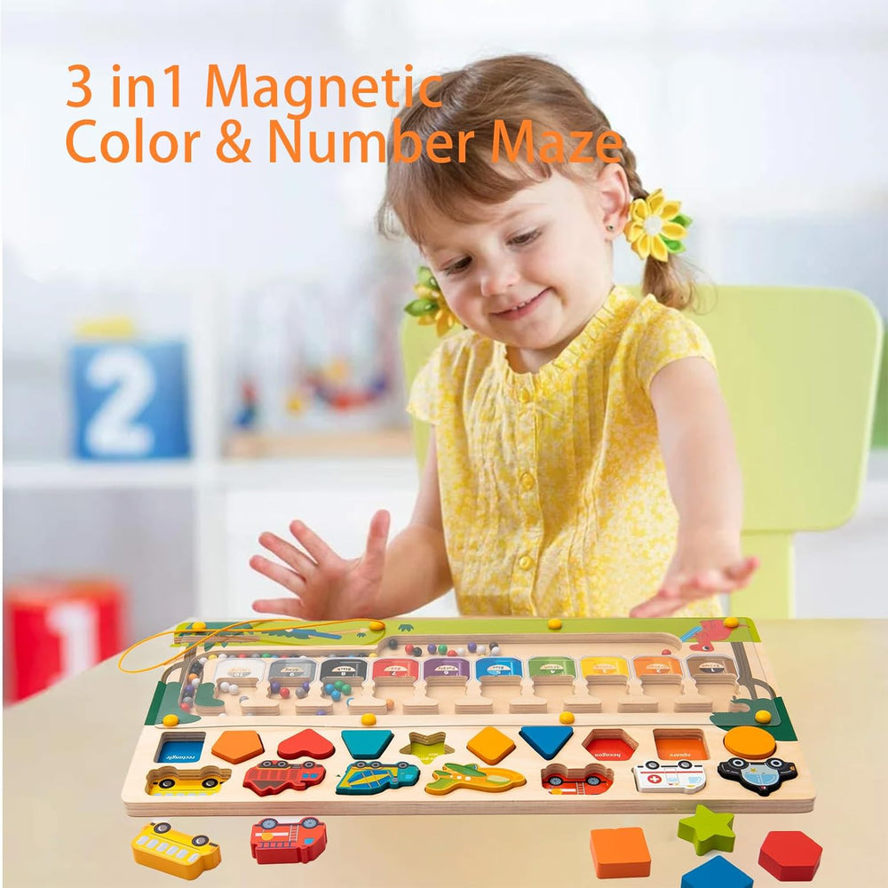 Multi-functional Wooden Magnetic Maze Game Board