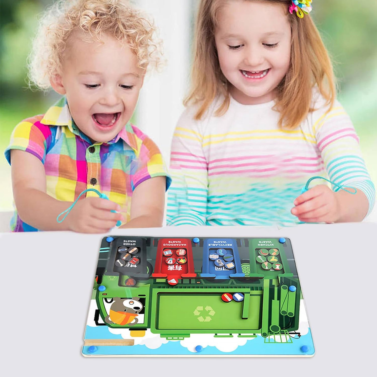 Kids Wooden Garbage Sorting Magnetic Pen Game