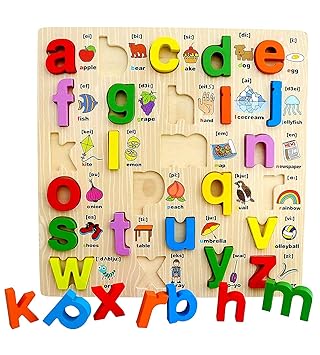 3D Wooden Alphabet Learning Puzzle Board