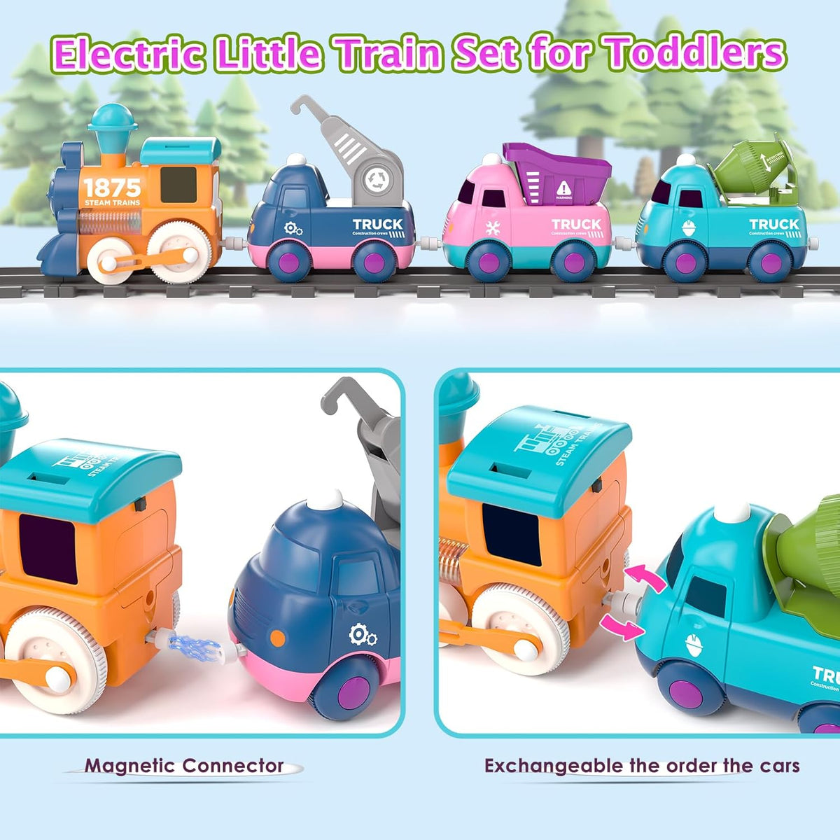 17Pcs Kids Locomotive Engineering Train Track Set