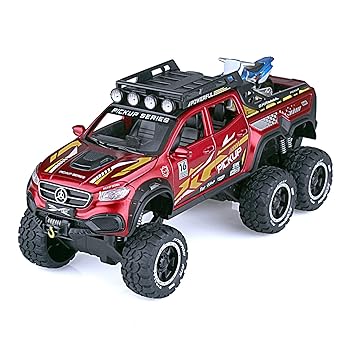 1:24 Diecast Mercedes X-Class 6X6 Pickup Truck With Mini Bike
