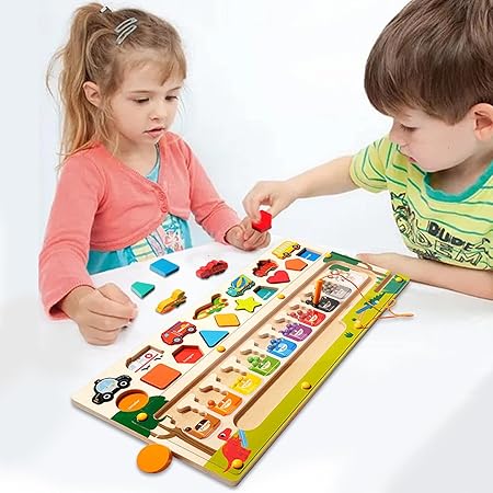 Multi-functional Wooden Magnetic Maze Game Board