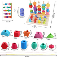 Wooden Montessori Five Sets Of Pillars & Fishing Game