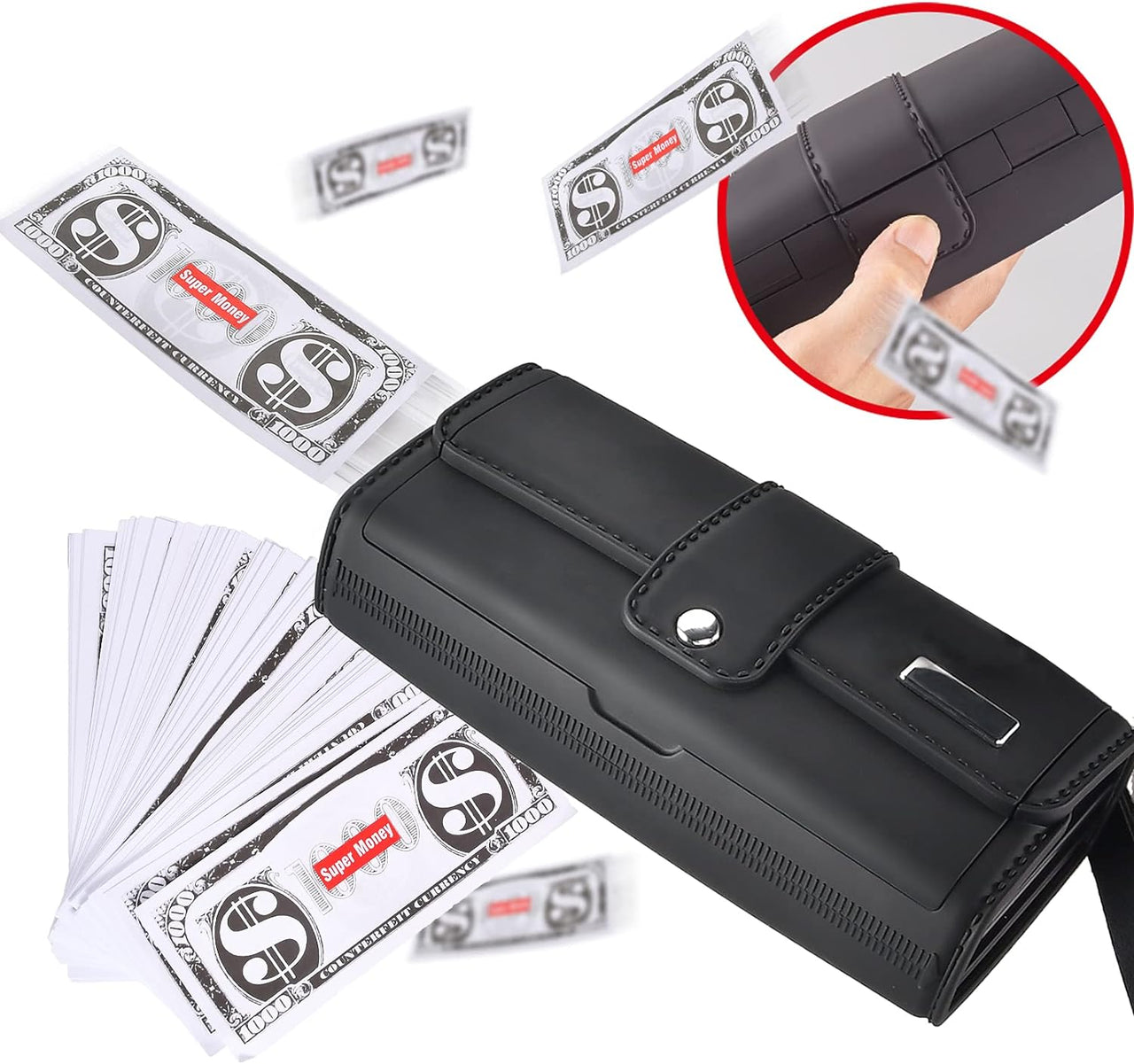 Wallet Money Gun Shooter With 100Pcs Prop Dollar