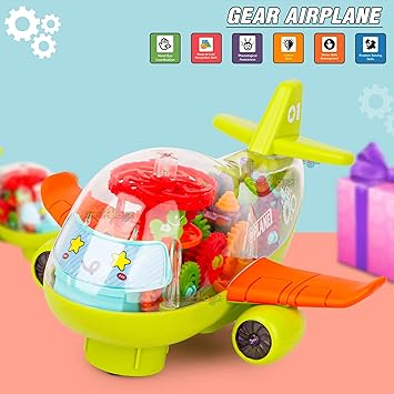 Electric Transparent Gear Air-plane Toy
