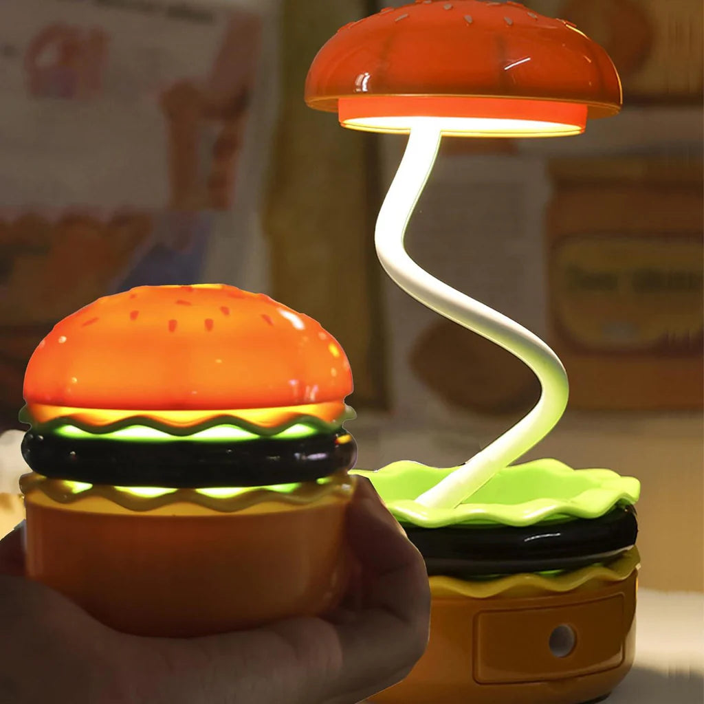 Rechargeable Cute Burger Table Lamp With Sharpener