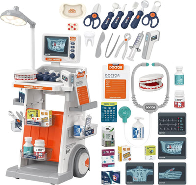 30Pcs Kids Dentist Medical Trolley With Light & Sound