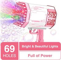 69 Holes Rechargeable Bazooka Colorful Bubble Gun
