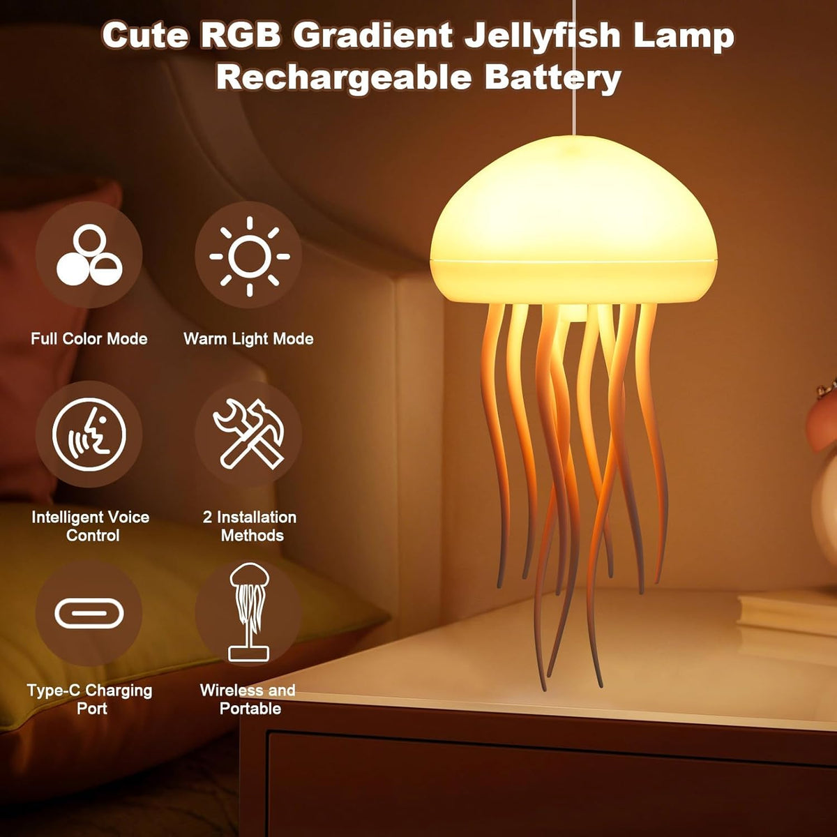 Rechargeable & Sound Activated Floating Jellyfish Lamp
