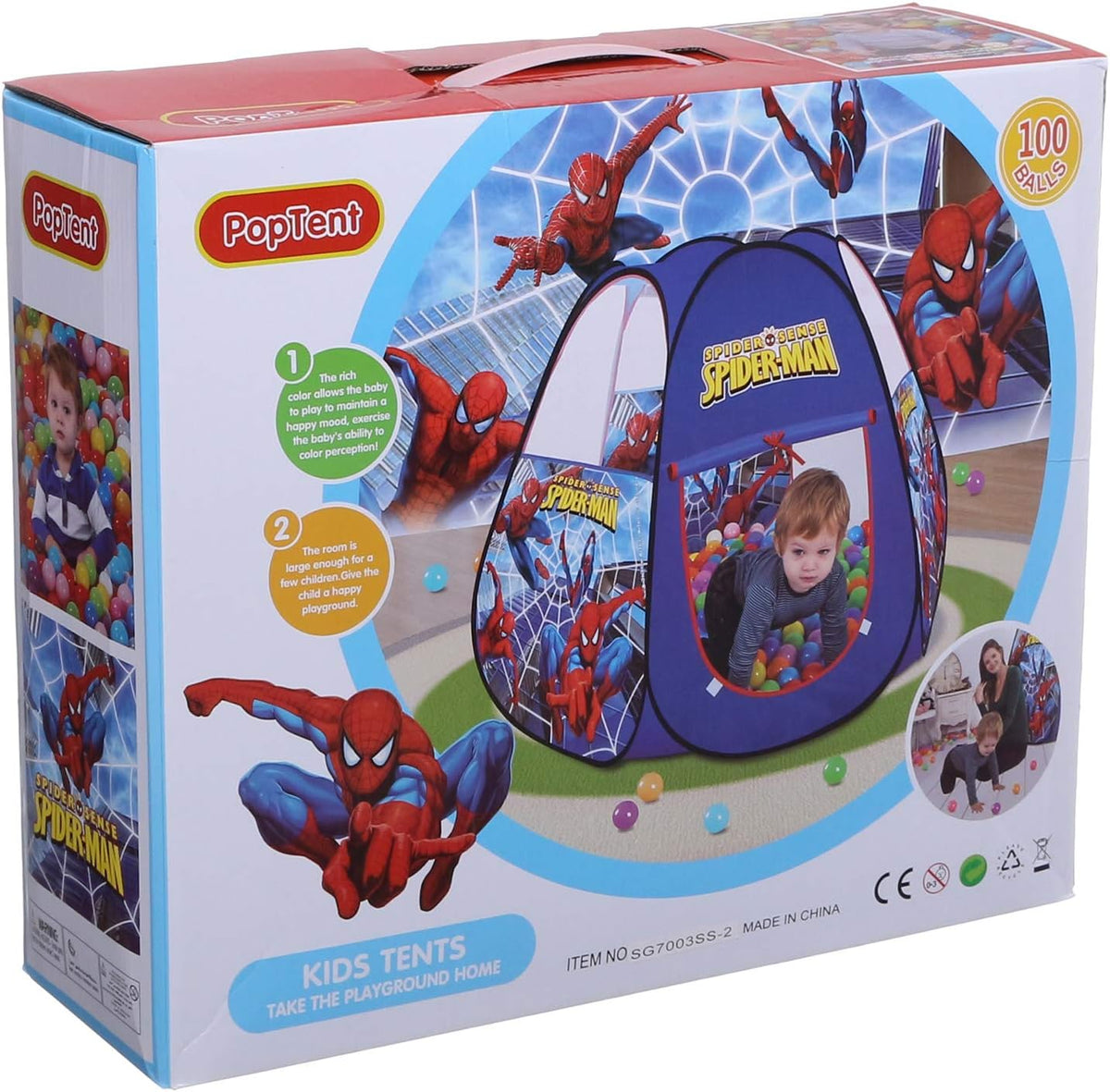 Kids Spider-Man Design Pop Tent With 100 Balls