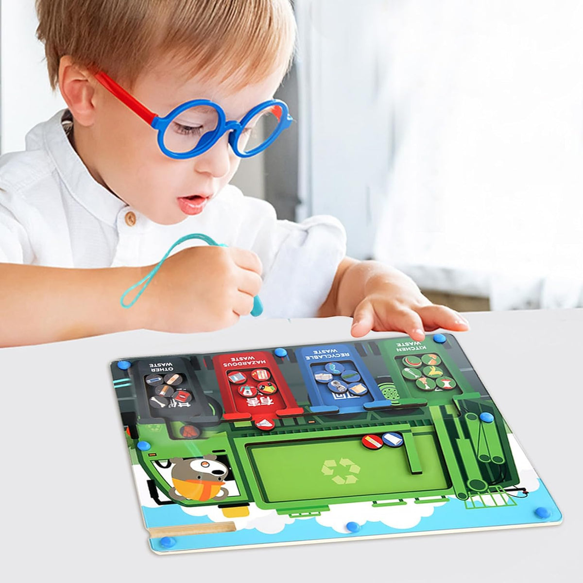 Kids Wooden Garbage Sorting Magnetic Pen Game