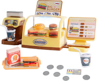 25Pcs Pretend Play Burger Shop With Coffee Machine